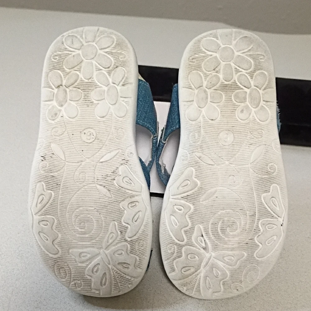 Rachel Kids Denim Sandals with Multicolor Flowers